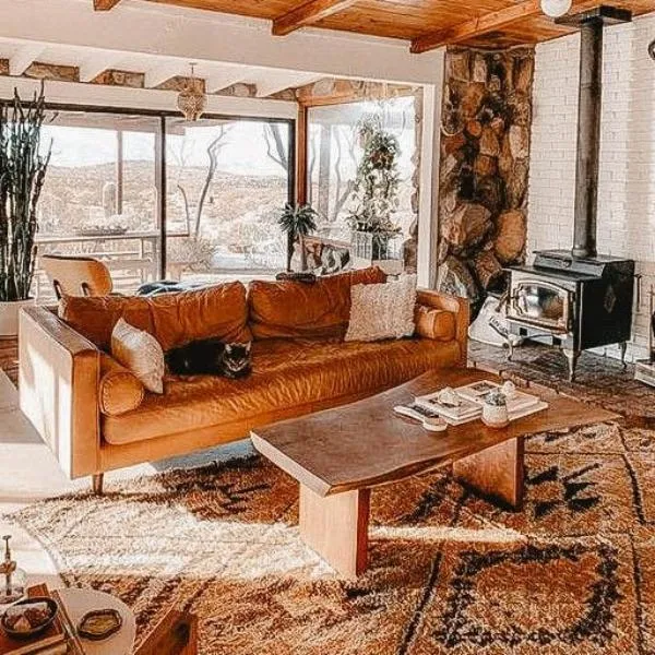 Modern Cabin Living Room with Warm, Rustic Decor