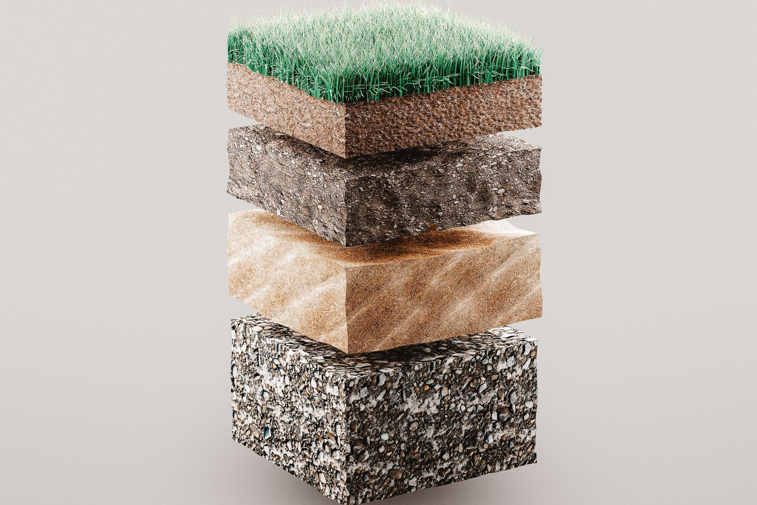 Layers of ground with grass, illustration concept