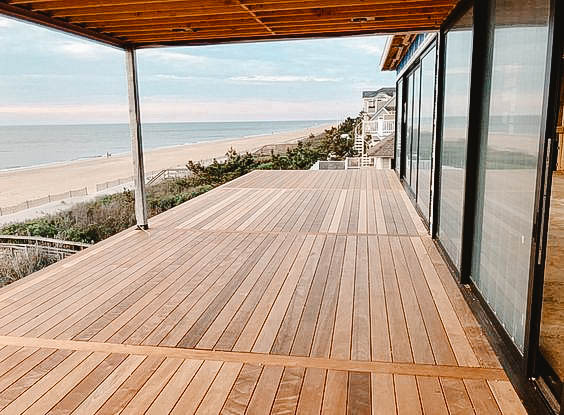 You can see a deck made from tropical hardwood.