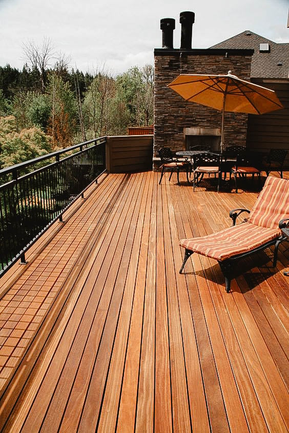 You can see a deck made from tropical hardwood.